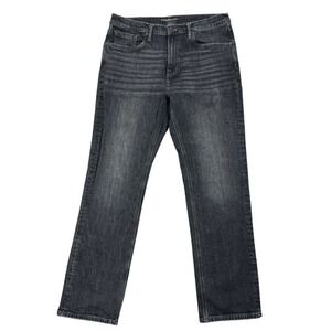 RISING SUN & CO Slim Straight Jeans Mens 38x32 Black Rinse Grunge Stretch Denim